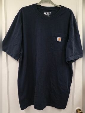 Carhartt K87 Pocket T Shirt Navy XL Tall Loose Fit Workwear Heavyweight Tee